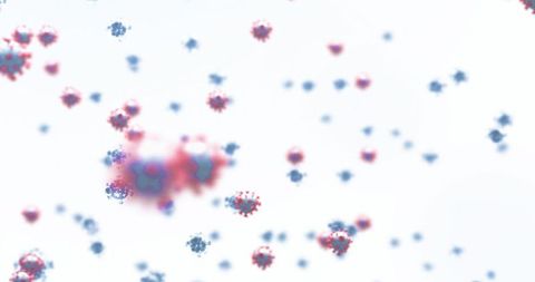 Abstract Floating Virus Particles on White Background