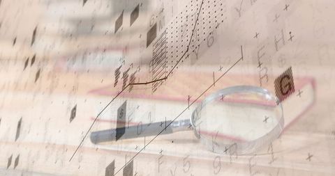 Magnifying Glass with Digital Data Overlay Symbolizing Investigation