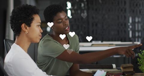 Colleagues Engaging in Productive Discussion with Technology Overlay