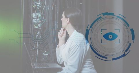 engineer analyzing server in secure data center environment - Download Free Stock Images Pikwizard.com