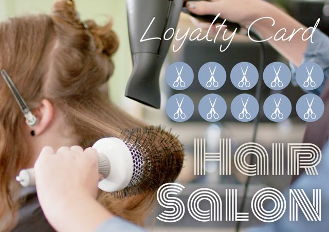 Hair Salon Loyalty Card Mockup with Caucasian Woman in Hairdresser’s Salon - Download Free Stock Templates Pikwizard.com