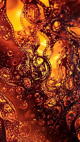 Vertical macro video capturing backlit lace glass shifting with glinting droplets and filigree