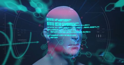 Digital Human Head with Data Processing Interface - Download Free Stock Images Pikwizard.com