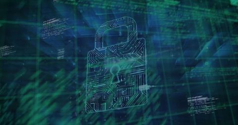 stylized padlock symbol with digital circuit and code stream - Download Free Stock Images Pikwizard.com