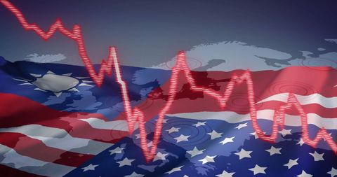 Stock Market Decline Over United States and Taiwan Flags - Download Free Stock Images Pikwizard.com