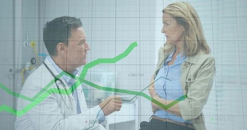 Doctor Consulting Female Patient with Medical Statistics Concept