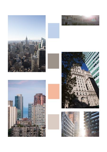 Urban Cityscape Collage Showcasing Skyscrapers and Clear Skies - Download Free Stock Templates Pikwizard.com