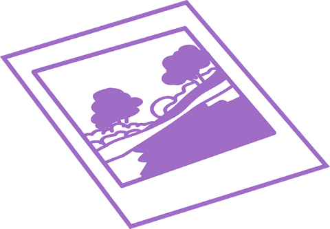 Minimalist Purple Landscape with Trees on Transparent Background