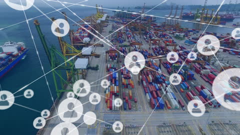 Digital Network Overlay with Shipping Port and Containers
