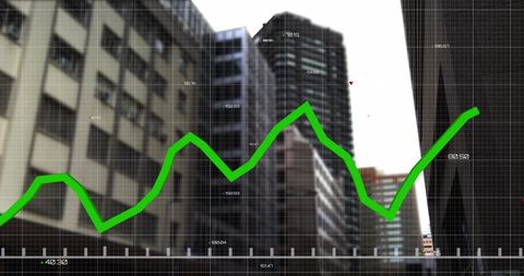 Financial Data Growth Over Urban Cityscape with Graph Overlay - Download Free Stock Images Pikwizard.com
