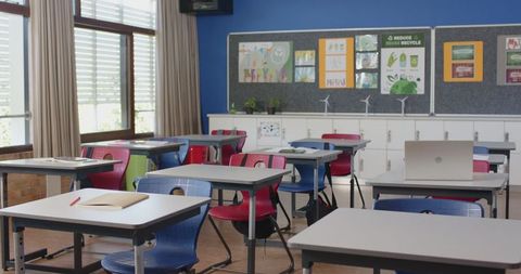 Modern Classroom with Eco-Friendly Decor and Technology - Download Free Stock Images Pikwizard.com