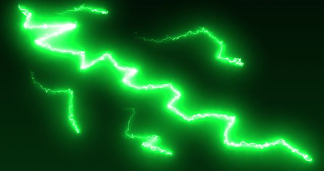 Vibrant Green Lightning Bolts on Black Background Convey Energy and Movement - Download Free Stock Images Pikwizard.com