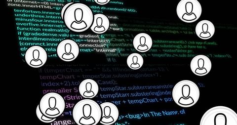 Digital Data Connection Network with User Icons and Coding Text - Download Free Stock Images Pikwizard.com