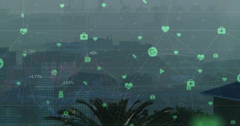 Cityscape with Digital Network and Data Connections Overlay - Download Free Stock Images Pikwizard.com