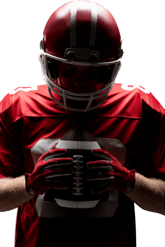 Transparent background football player holding football