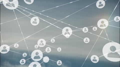 Abstract Digital Network in Blue Sky Closeup