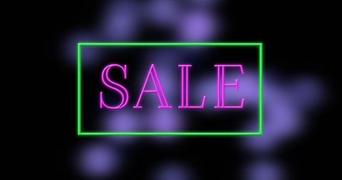 Vibrant neon sale sign with abstract background