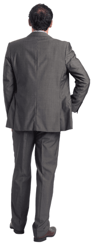 Transparent Businessman with Hand on Hip Facing Away