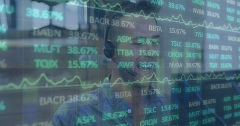 Businessman Analyzing Stock Market Data in High-Tech Environment