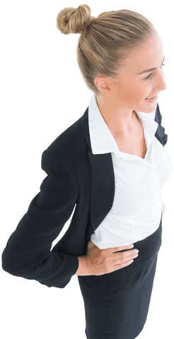 Confident Blonde Businesswoman Posing with Transparent Background