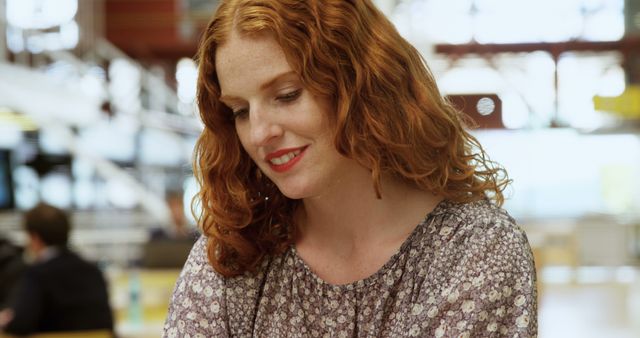 Redhead Woman Smiling Indoors - Download Free Stock Images Pikwizard.com