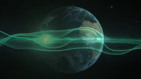 Digital Wave Encircling Earth Representing Data Flow