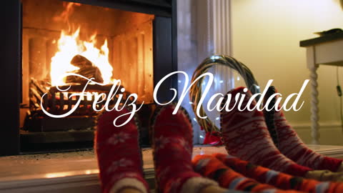 Cozy Christmas Fireplace with Holiday Message