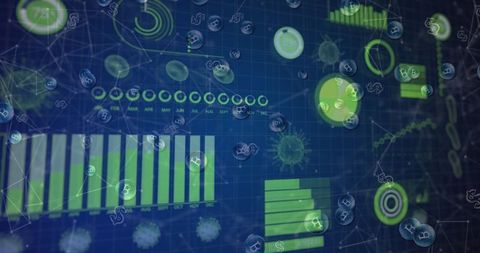 Digital healthcare analytics visualization with data and charts