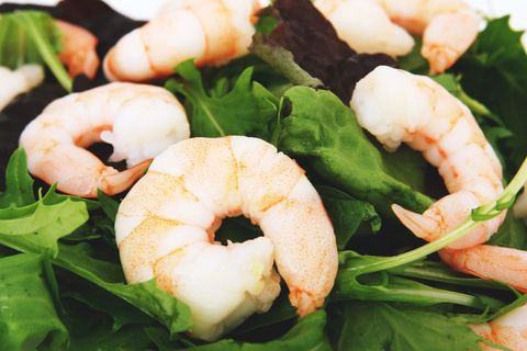 Delicious shrimp salad with fresh leafy greens