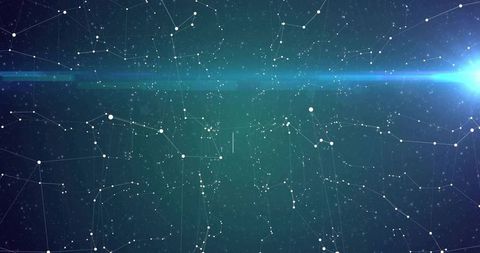 High-tech digital network with bright lens flare