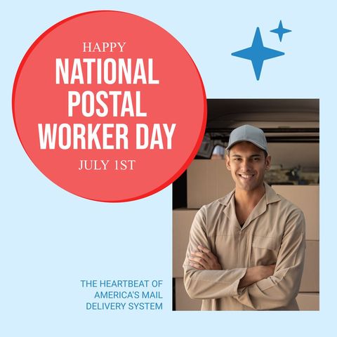 Postal Worker Appreciation on National Postal Worker Day with Smiling Male Carrier - Download Free Stock Templates Pikwizard.com