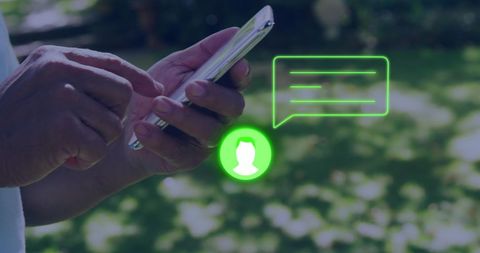 Digital messaging concept in park setting