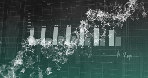 Dna strand merging with financial charts and data