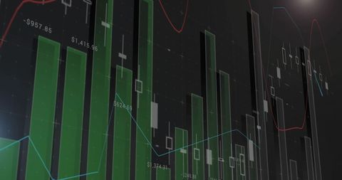 Financial Data Analysis Display with Bar and Line Graphs - Download Free Stock Images Pikwizard.com