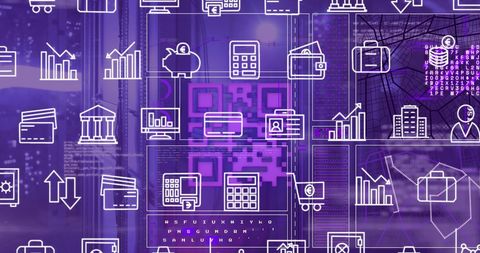 Digital Data Flow with Abstract QR Code and Network Security Graphics - Download Free Stock Images Pikwizard.com