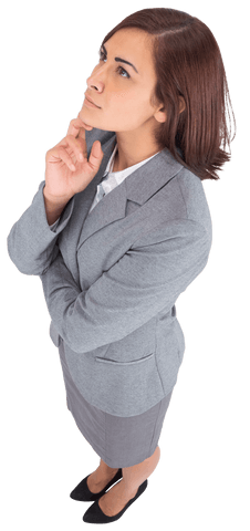 Transparent Businesswoman in Thought Pose