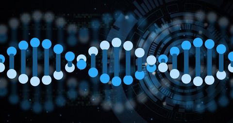 Digital DNA Strand Over Futuristic Scanning Interface - Download Free Stock Images Pikwizard.com