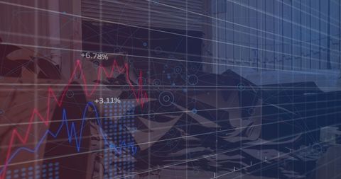Rising Financial Graphs Overlaying Industrial Junkyard Scene - Download Free Stock Images Pikwizard.com