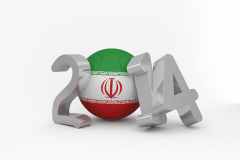 Transparent soccer ball with iranian flag and 2014 numbers