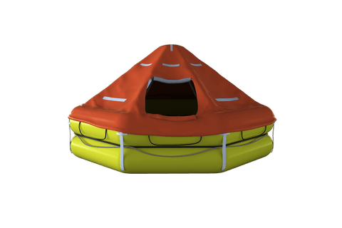Illustration of Yellow and Red Lifeboat on Transparent Background