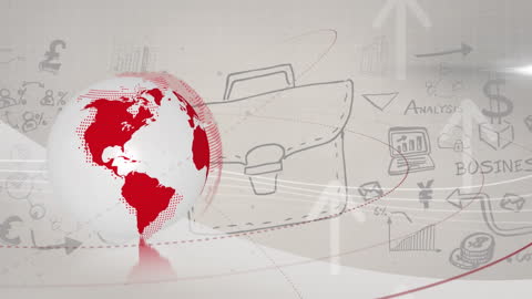 Digital Business Globe with Data and Interface Elements