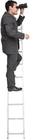 transparent businessman with binoculars on ladder concept - Download Free Stock Videos Pikwizard.com