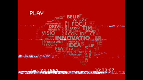 Retro Glitch Text Innovation Concept on Red