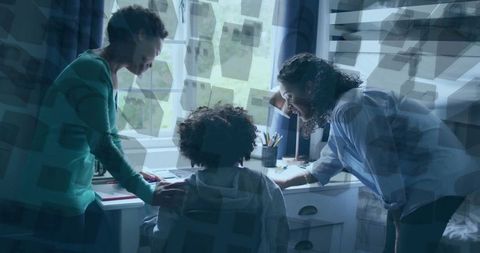 Supportive home study environment with caring adults assisting child