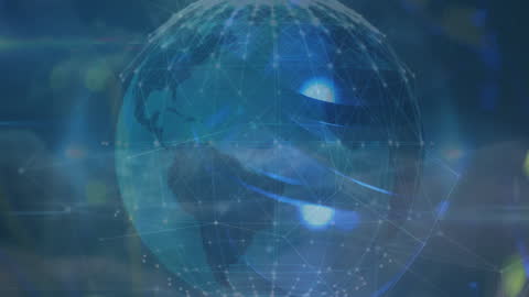 Digital Globe with Network Connections and Blue Overlay