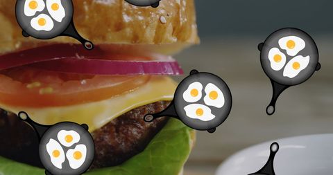 Creative Concept of Burger with Floating Egg Icons - Download Free Stock Images Pikwizard.com