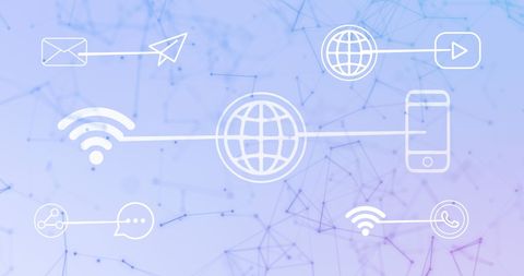 Global Tech Network with Communication Icons - Download Free Stock Images Pikwizard.com
