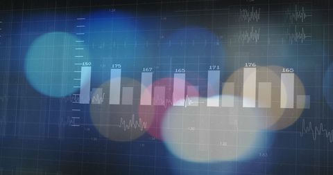 Financial data visualization with abstract light spots