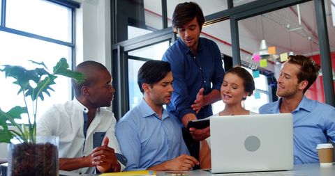 Business Team Collaborating Using Tablet and Laptop in Modern Office - Download Free Stock Images Pikwizard.com