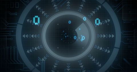 Binary Data Processing on Circular Digital Interface - Download Free Stock Images Pikwizard.com